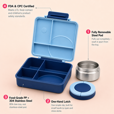 Bento Lunch Box — Removable Seal, Zero Mold Risk